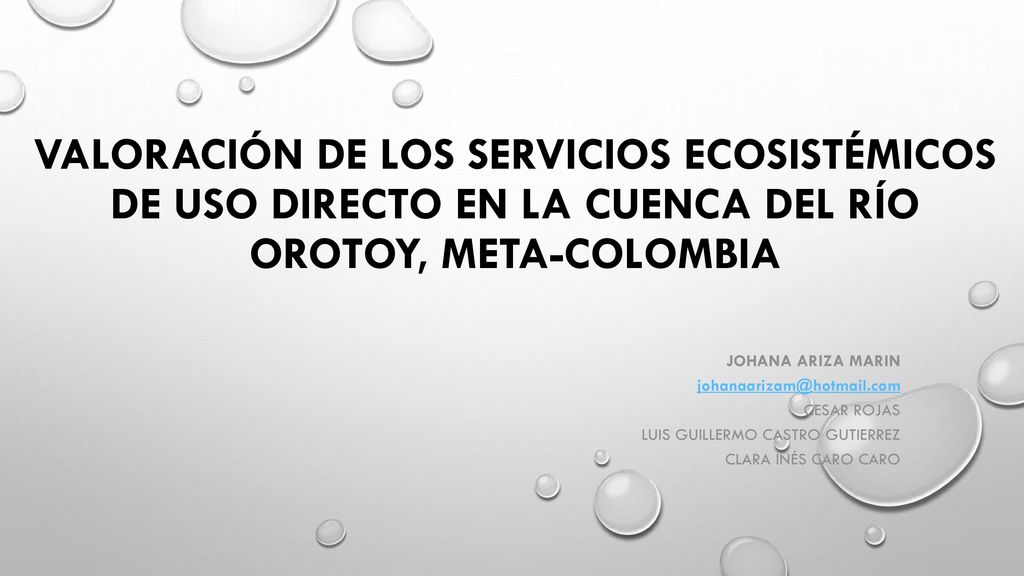 VALORACIÓN DE LOS SERVICIOS ECOSISTÉMICOS DE USO DIRECTO EN LA CUENCA DEL RÍO OROTOY, META-COLOMBIA