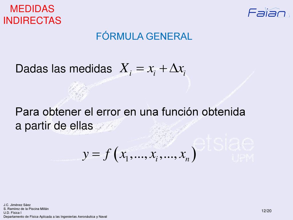 Para obtener el error en una función obtenida a partir de ellas