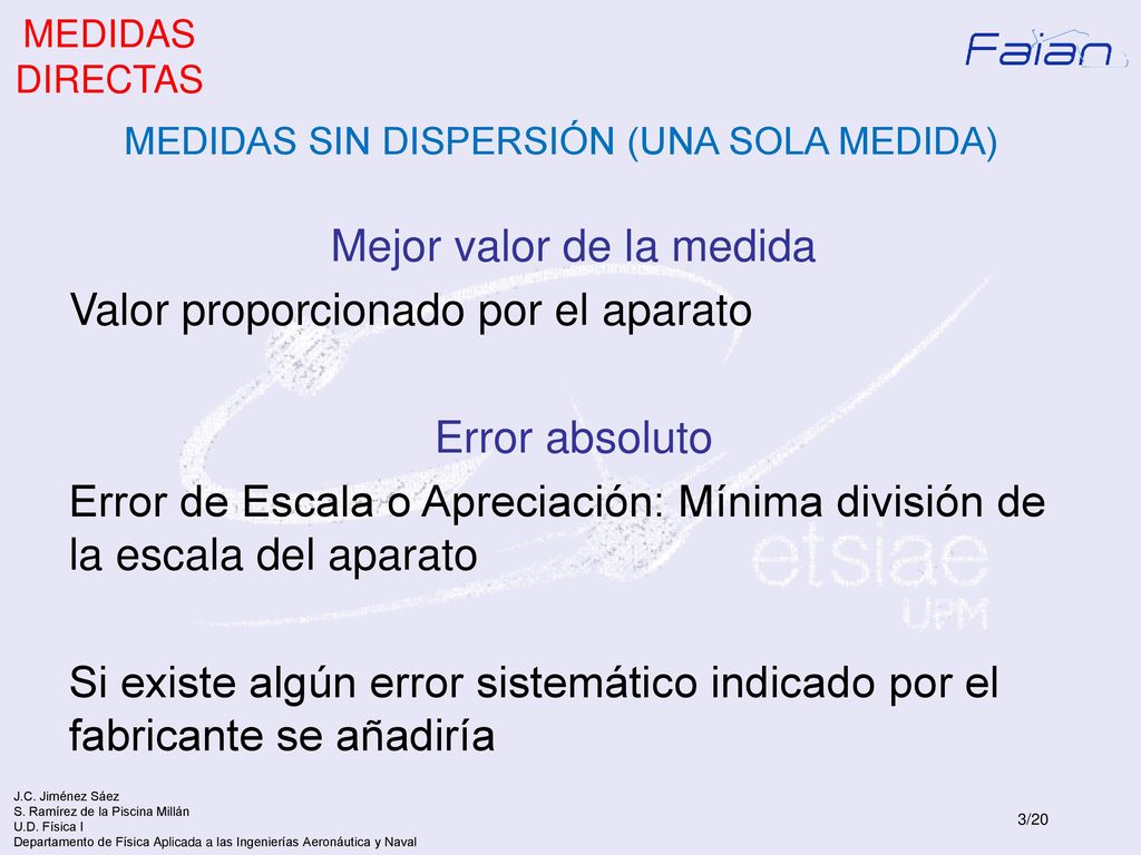 Mejor valor de la medida Valor proporcionado por el aparato