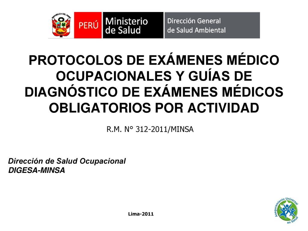 PROTOCOLOS DE EXÁMENES MÉDICO OCUPACIONALES Y GUÍAS DE DIAGNÓSTICO DE EXÁMENES MÉDICOS OBLIGATORIOS POR ACTIVIDAD