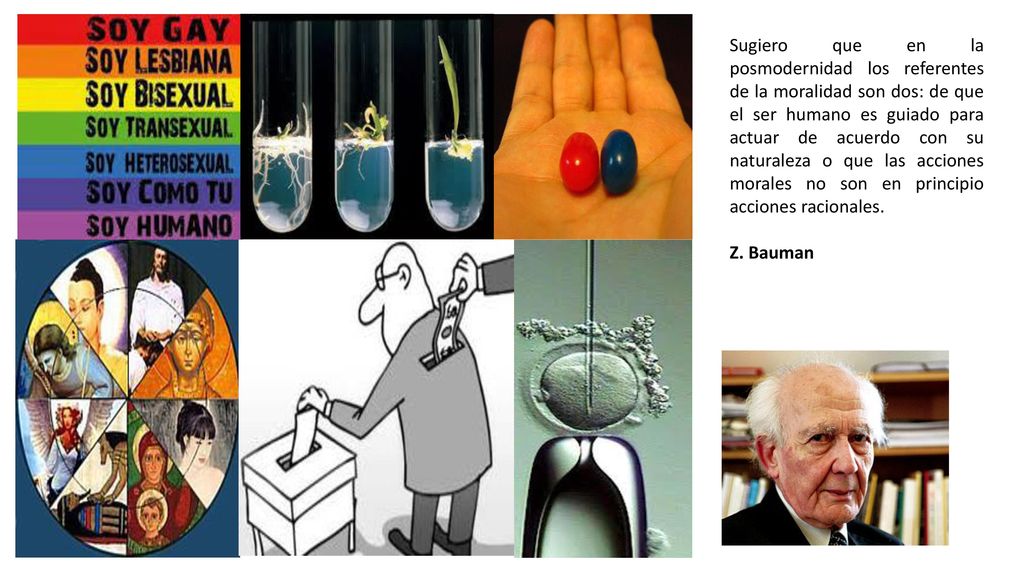 Sugiero que en la posmodernidad los referentes de la moralidad son dos: de que el ser humano es guiado para actuar de acuerdo con su naturaleza o que las acciones morales no son en principio acciones racionales.