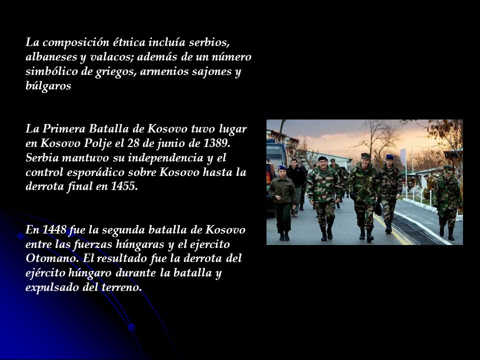 La composición étnica incluía serbios, albaneses y valacos; además de un número simbólico de griegos, armenios sajones y búlgaros