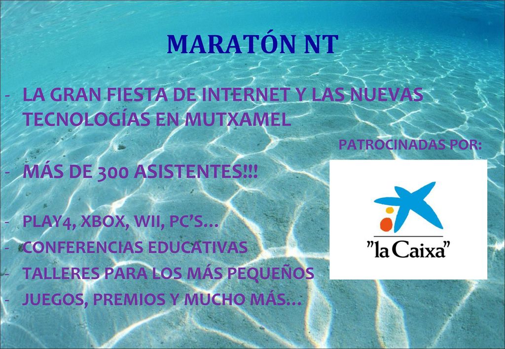 MARATÓN NT LA GRAN FIESTA DE INTERNET Y LAS NUEVAS TECNOLOGÍAS EN MUTXAMEL. PATROCINADAS POR: MÁS DE 300 ASISTENTES!!!