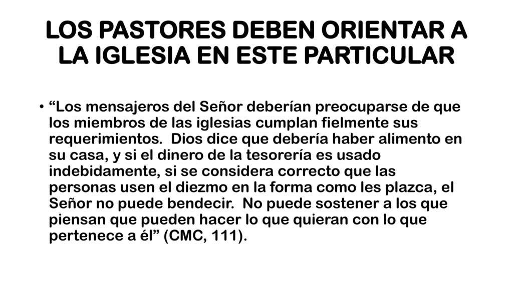 LOS PASTORES DEBEN ORIENTAR A LA IGLESIA EN ESTE PARTICULAR