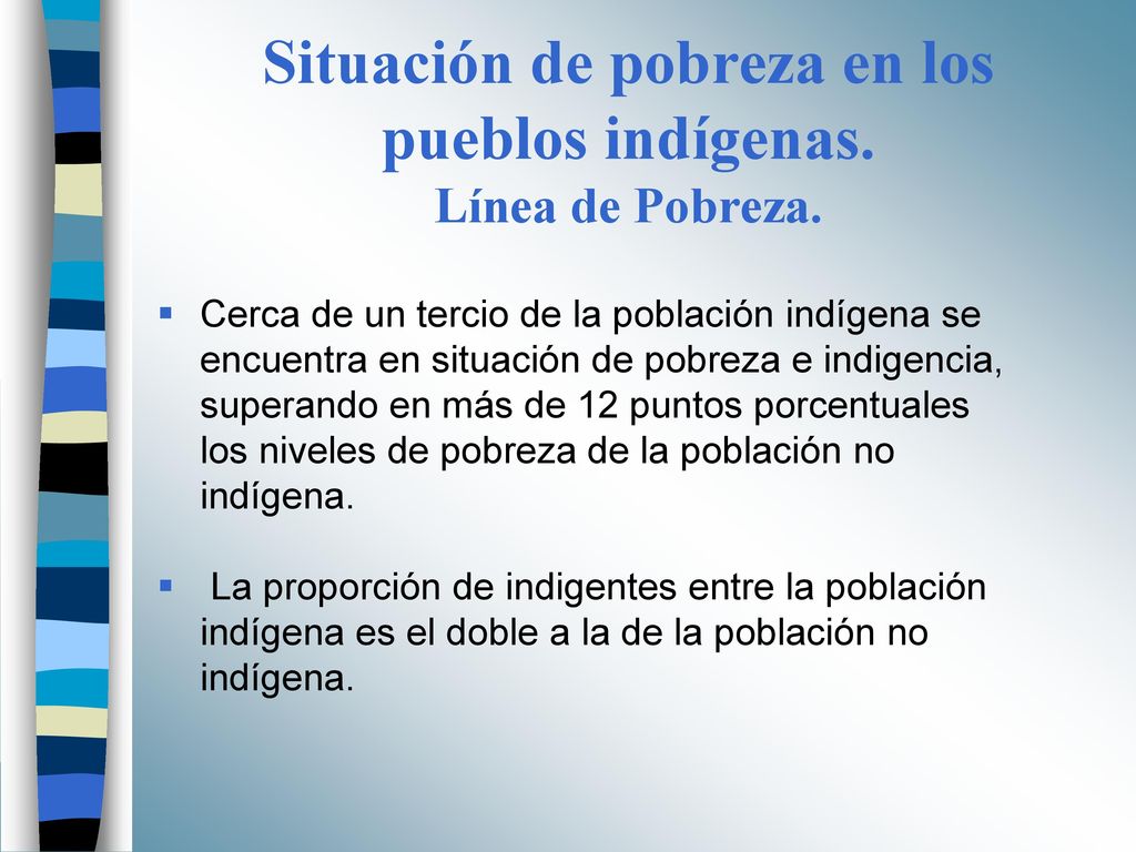 Situación de pobreza en los pueblos indígenas. Línea de Pobreza.