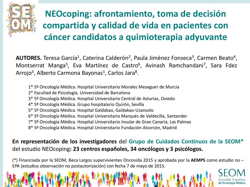 NEOcoping: afrontamiento, toma de decisión compartida y calidad de vida en pacientes con cáncer candidatos a quimioterapia adyuvante