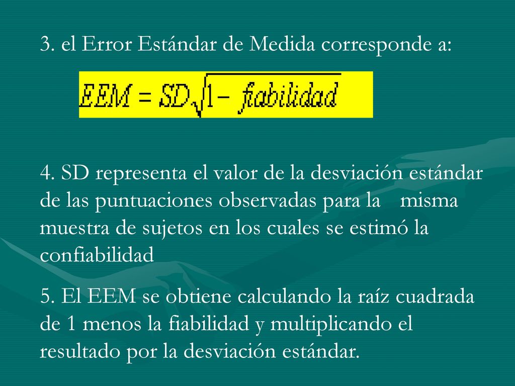 3. el Error Estándar de Medida corresponde a: