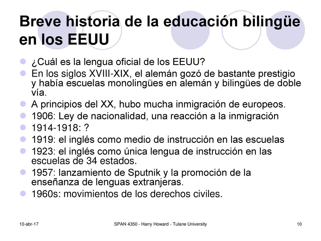 Breve historia de la educación bilingüe en los EEUU