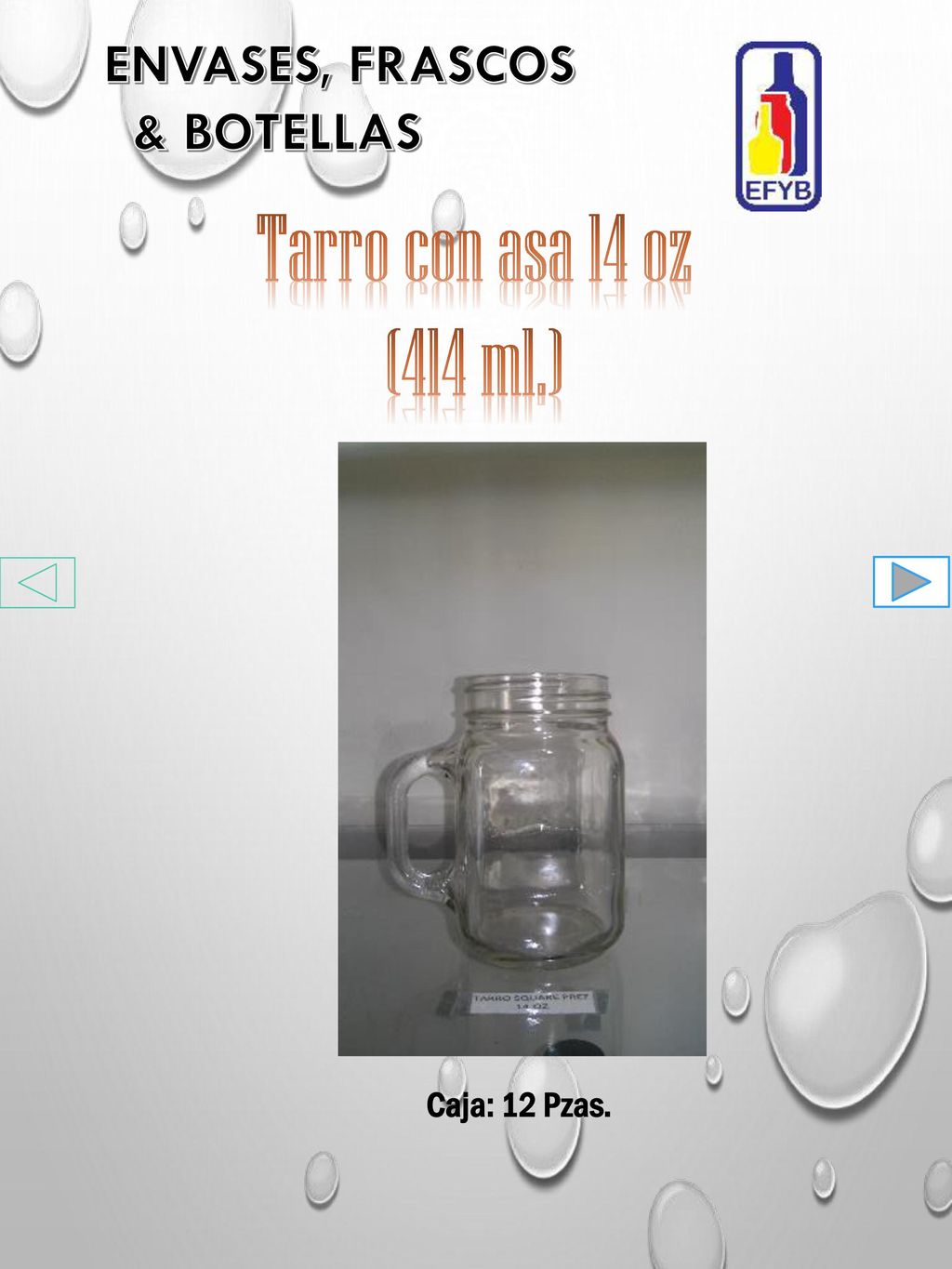 Tarro con asa 14 oz (414 ml.) ENVASES, FRASCOS & BOTELLAS