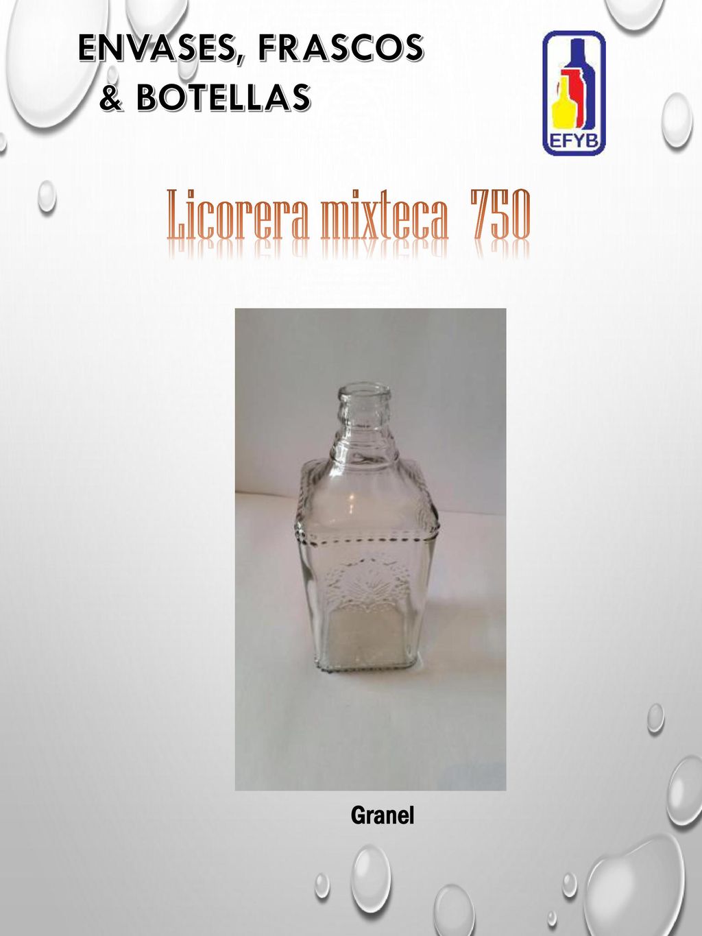 ENVASES, FRASCOS & BOTELLAS Licorera mixteca 750 Granel