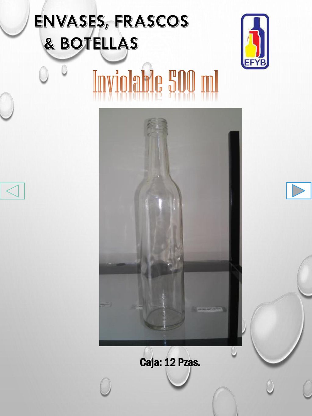Inviolable 500 ml ENVASES, FRASCOS & BOTELLAS Caja: 12 Pzas.
