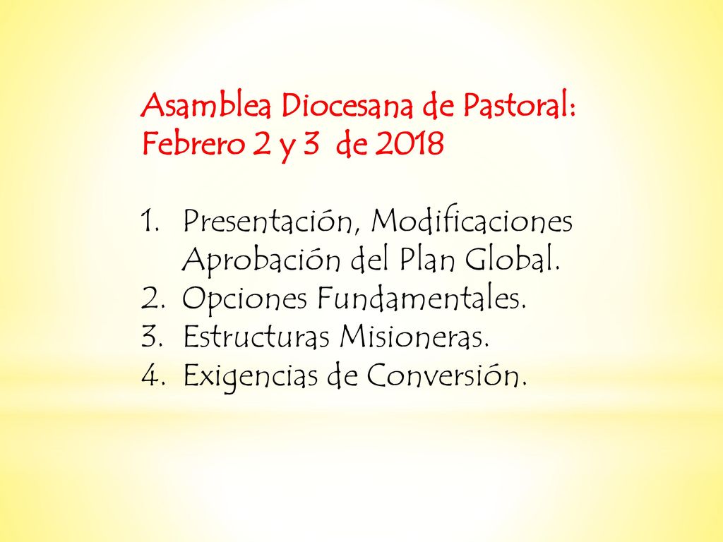 Asamblea Diocesana de Pastoral: Febrero 2 y 3 de 2018
