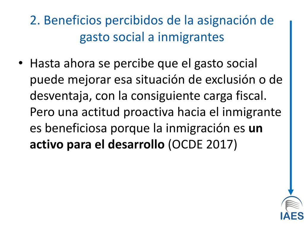 2. Beneficios percibidos de la asignación de gasto social a inmigrantes