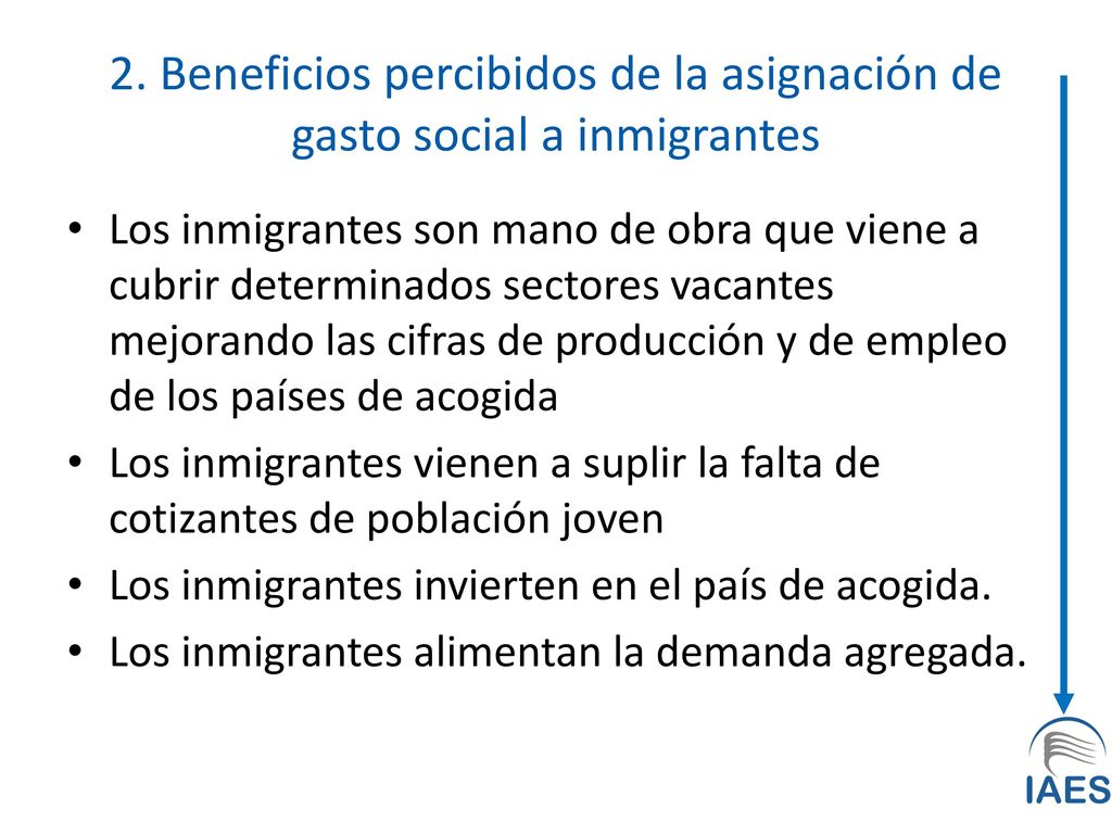 2. Beneficios percibidos de la asignación de gasto social a inmigrantes