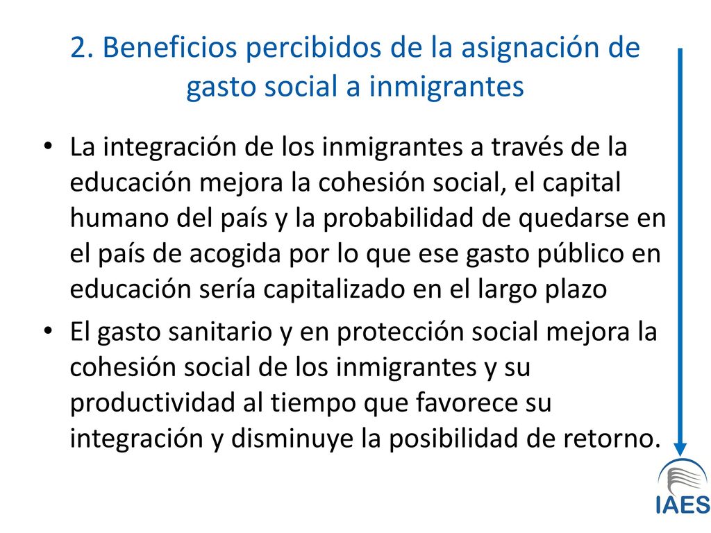 2. Beneficios percibidos de la asignación de gasto social a inmigrantes