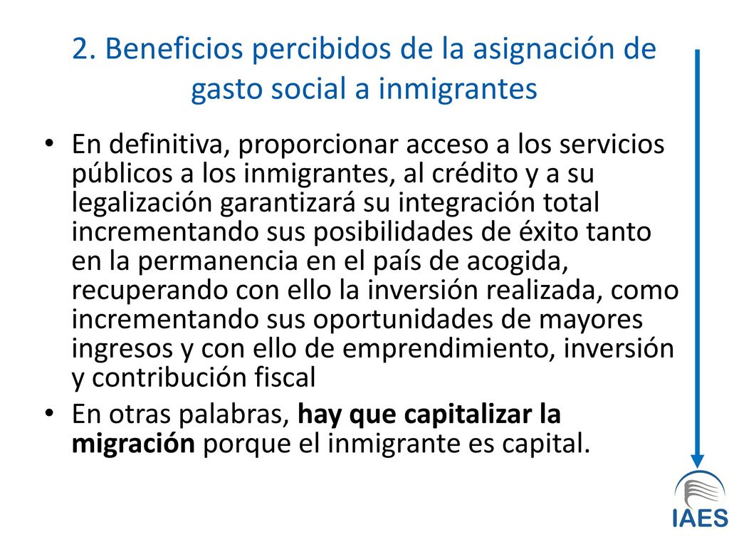 2. Beneficios percibidos de la asignación de gasto social a inmigrantes