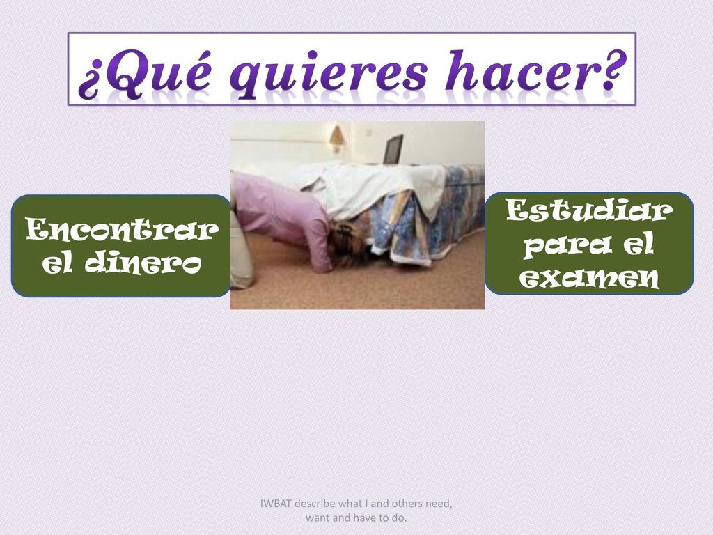 ¿Qué quieres hacer Estudiar para el examen Encontrar el dinero