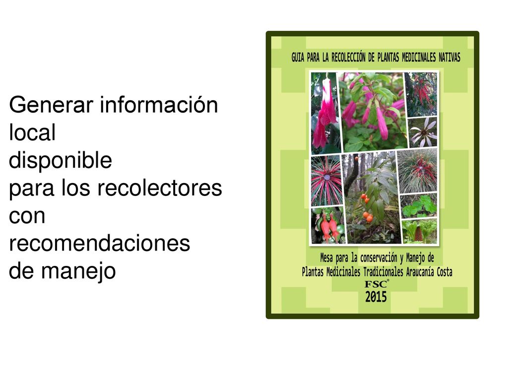 Generar información local disponible para los recolectores con recomendaciones de manejo
