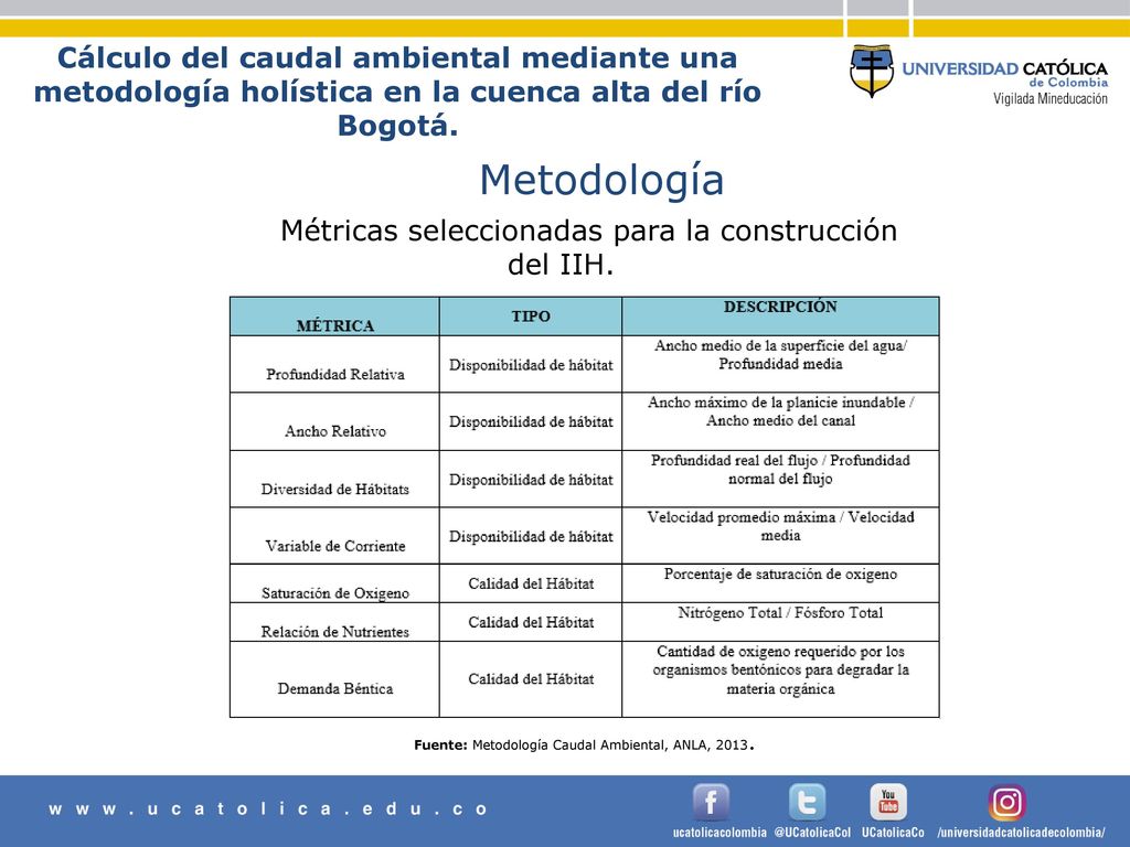 Cálculo del caudal ambiental mediante una metodología holística en la cuenca alta del río Bogotá.
