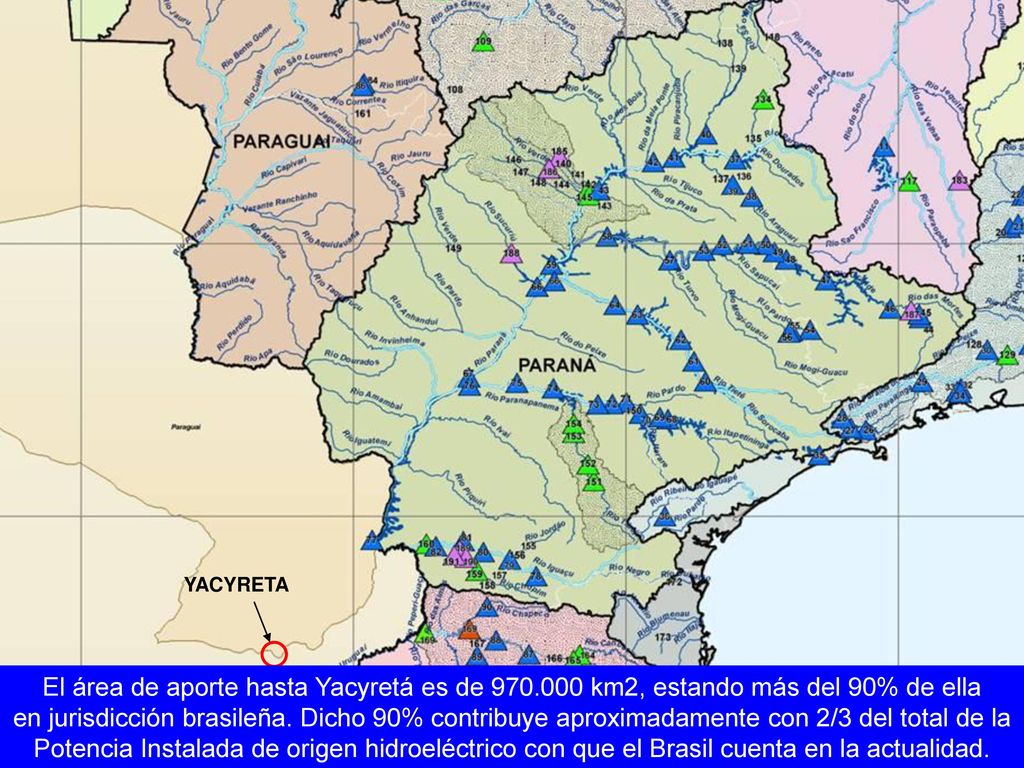 YACYRETA El área de aporte hasta Yacyretá es de km2, estando más del 90% de ella.