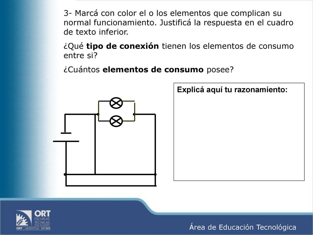 3- Marcá con color el o los elementos que complican su normal funcionamiento. Justificá la respuesta en el cuadro de texto inferior.