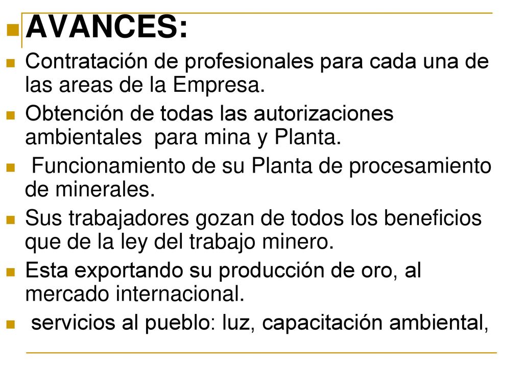 AVANCES: Contratación de profesionales para cada una de las areas de la Empresa.