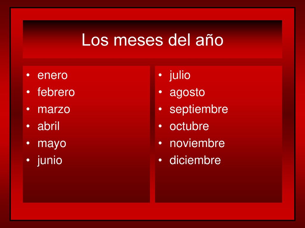 Los meses del año enero febrero marzo abril mayo junio julio agosto