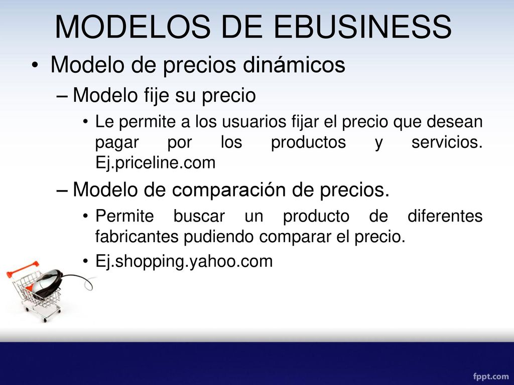 MODELOS DE EBUSINESS Modelo de precios dinámicos Modelo fije su precio
