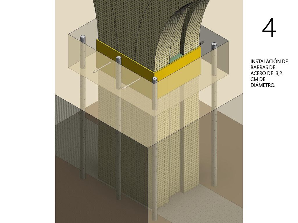 4 INSTALACIÓN DE BARRAS DE ACERO DE 3,2 CM DE DIÁMETRO.