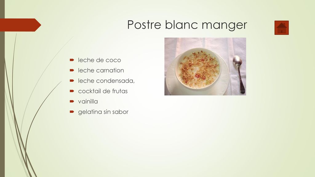 Postre blanc manger leche de coco leche carnation leche condensada,