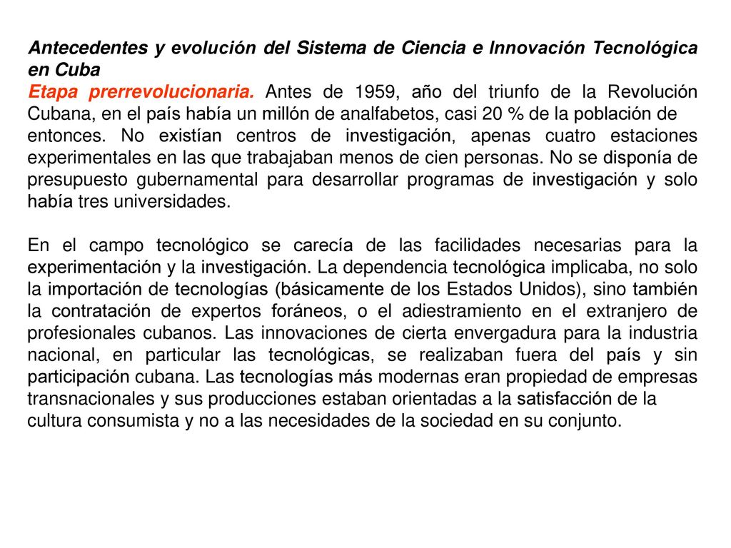 Antecedentes y evolución del Sistema de Ciencia e Innovación Tecnológica en Cuba