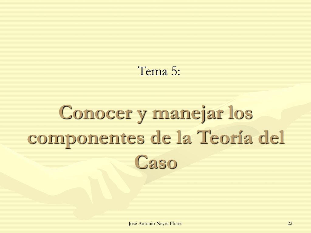 Conocer y manejar los componentes de la Teoría del Caso