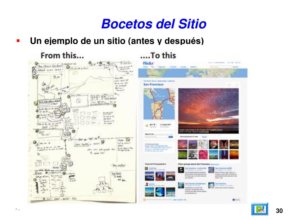Bocetos del Sitio Un ejemplo de un sitio (antes y después)
