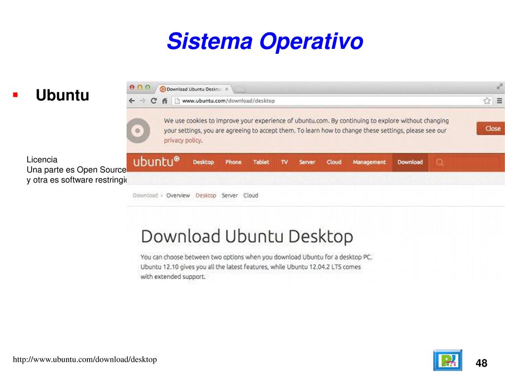 Sistema Operativo Ubuntu 48 Licencia Una parte es Open Source
