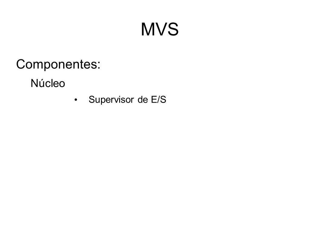 MVS Componentes: Núcleo Supervisor de E/S