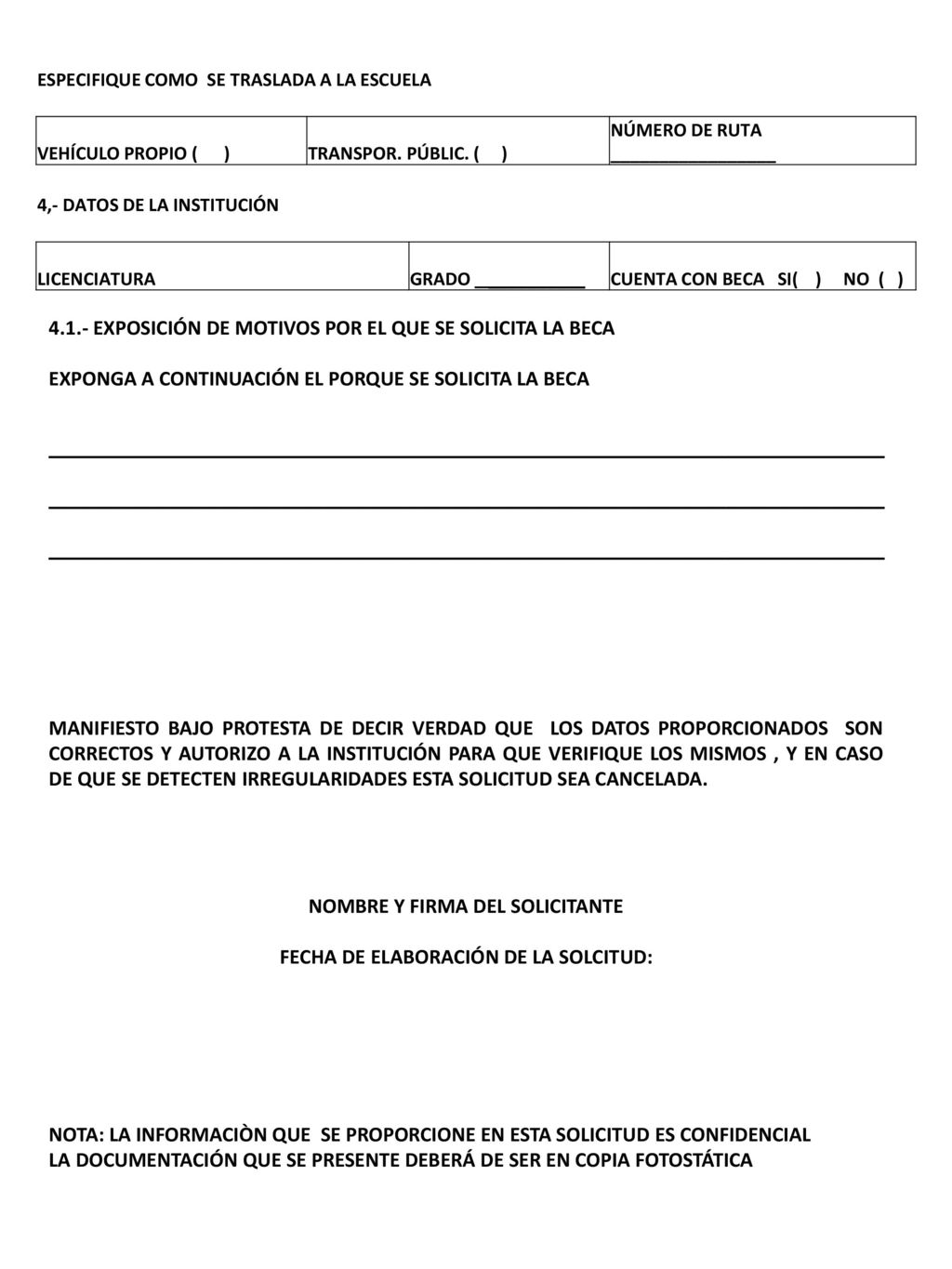 NOMBRE Y FIRMA DEL SOLICITANTE FECHA DE ELABORACIÓN DE LA SOLCITUD: