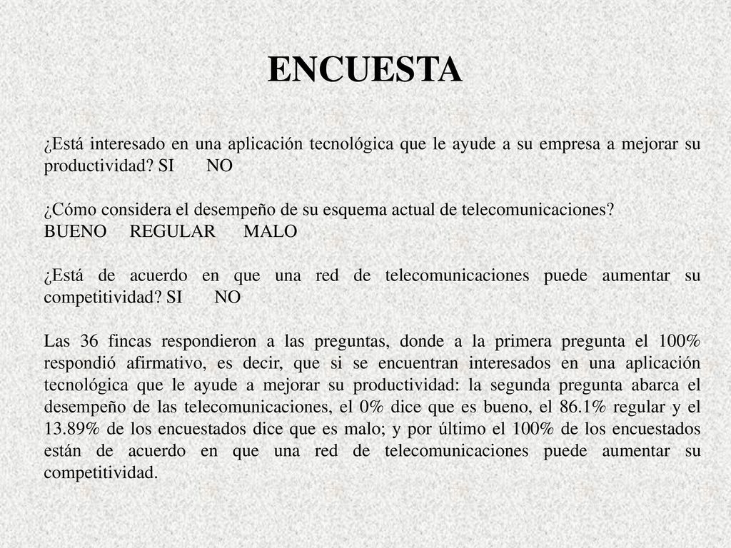 ENCUESTA ¿Está interesado en una aplicación tecnológica que le ayude a su empresa a mejorar su productividad SI NO.