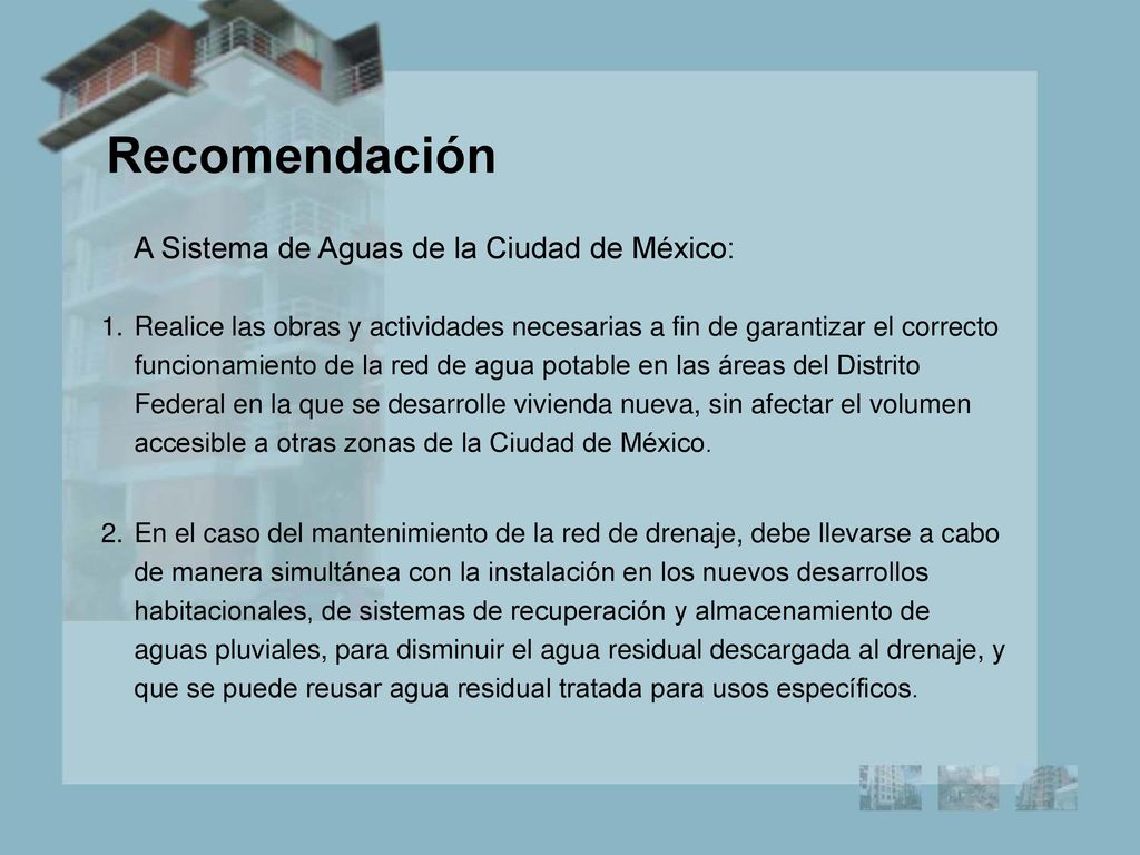 Recomendación A Sistema de Aguas de la Ciudad de México: