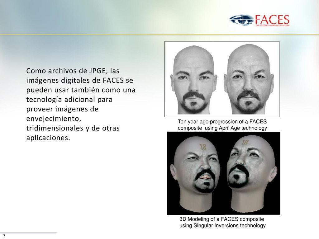 Ten year age progression of a FACES composite using April Age technology