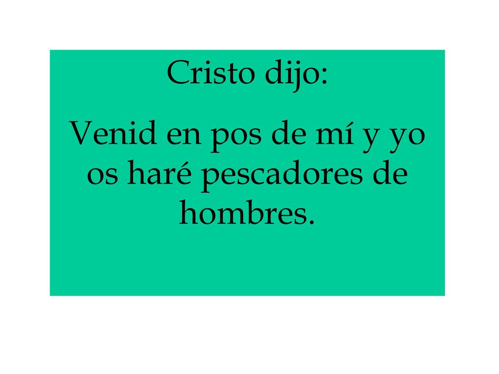 Venid en pos de mí y yo os haré pescadores de hombres.