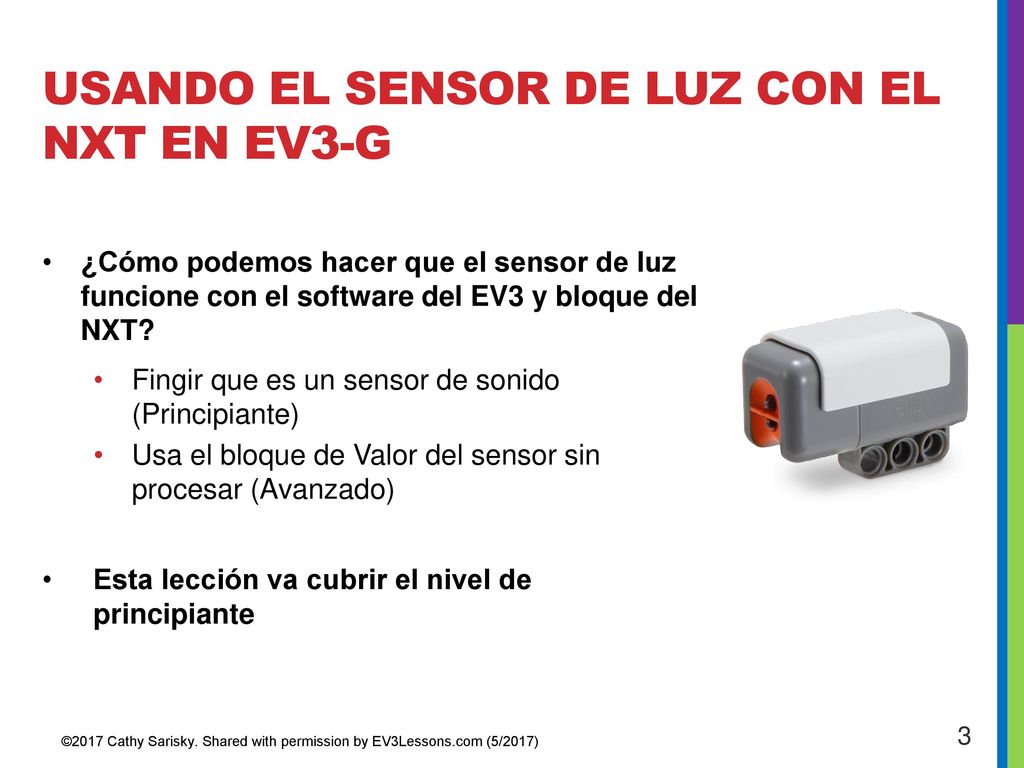 Usando el sensor de luz con el Nxt en Ev3-g