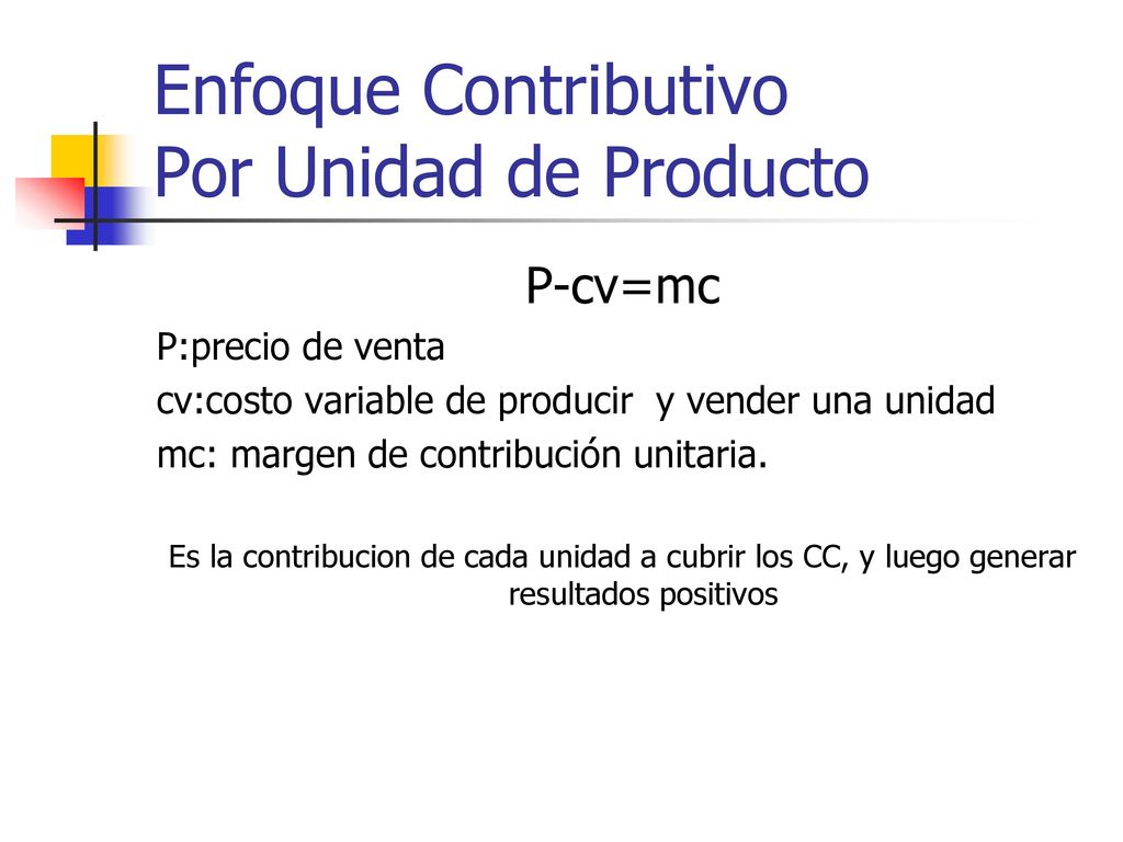 Enfoque Contributivo Por Unidad de Producto