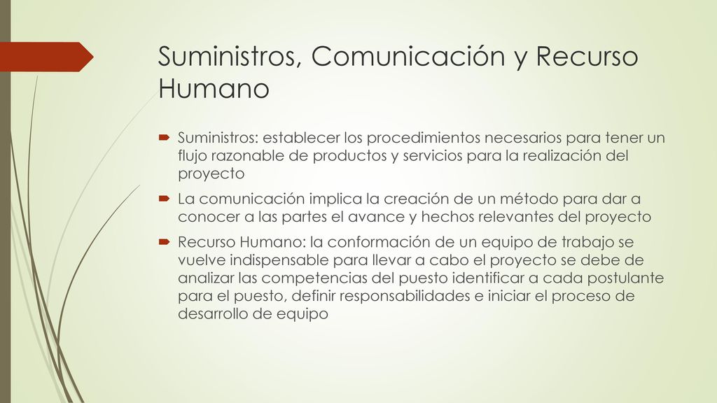 Suministros, Comunicación y Recurso Humano