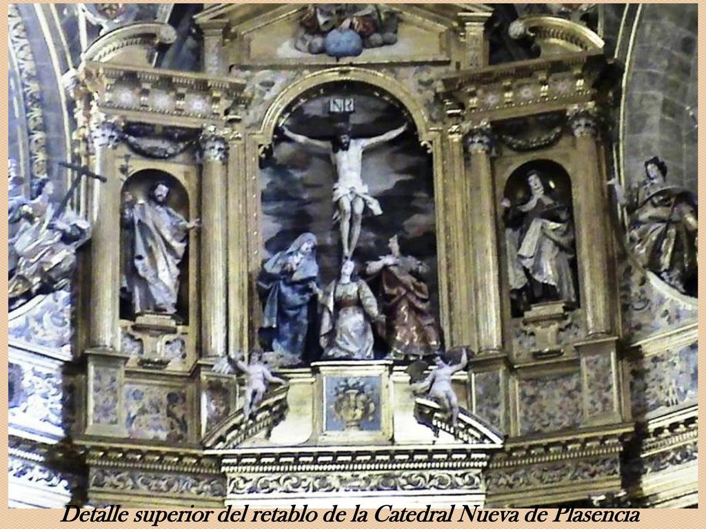 Detalle superior del retablo de la Catedral Nueva de Plasencia