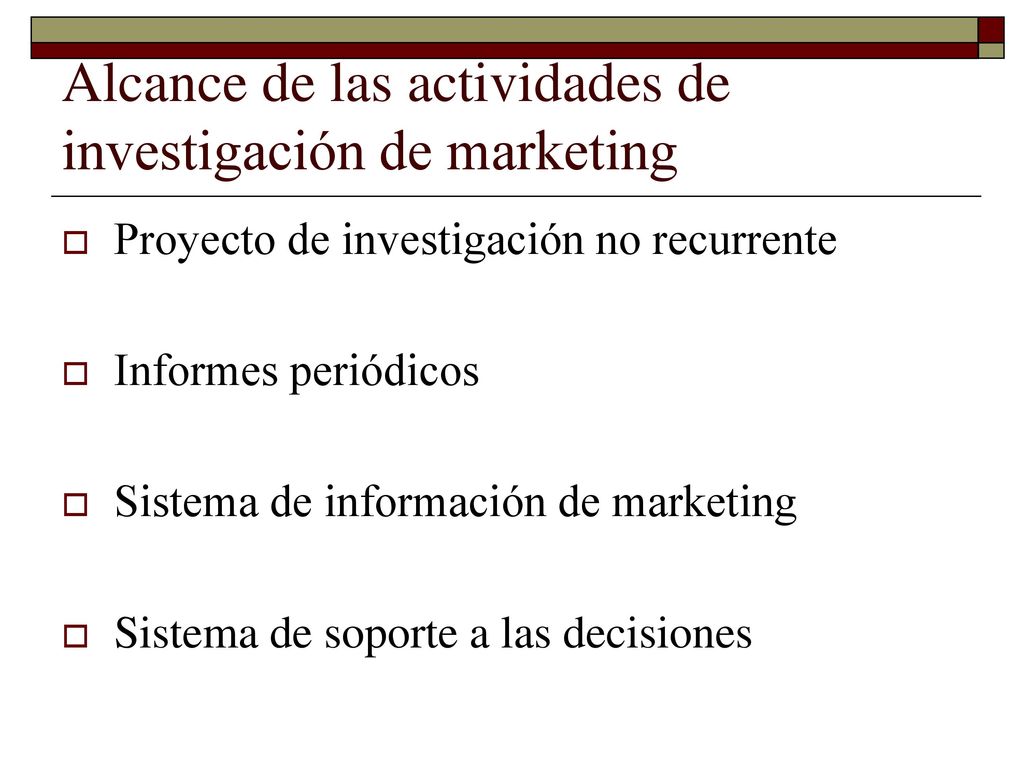 Alcance de las actividades de investigación de marketing
