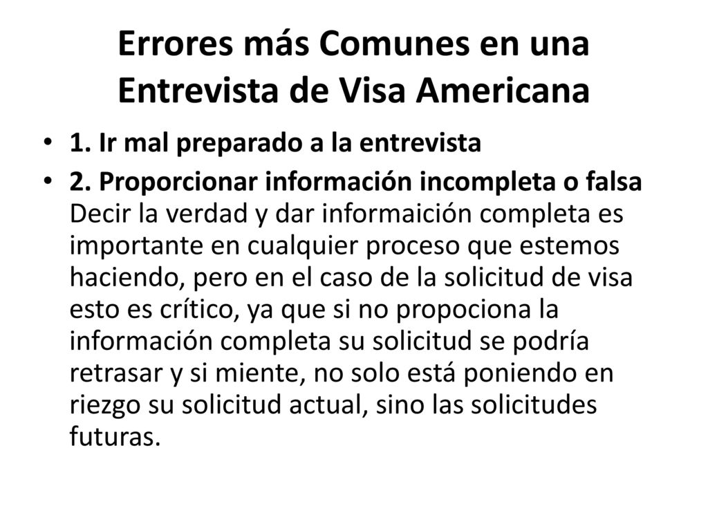 Errores más Comunes en una Entrevista de Visa Americana