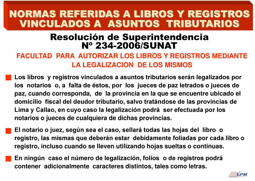 NORMAS REFERIDAS A LIBROS Y REGISTROS VINCULADOS A ASUNTOS TRIBUTARIOS