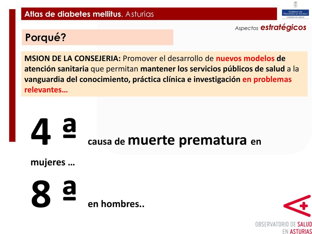 4 ª causa de muerte prematura en mujeres … 8 ª en hombres..