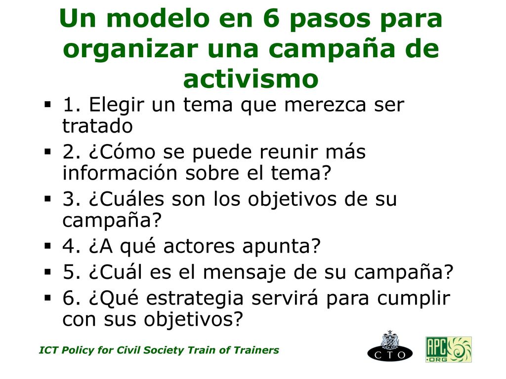 Un modelo en 6 pasos para organizar una campaña de activismo