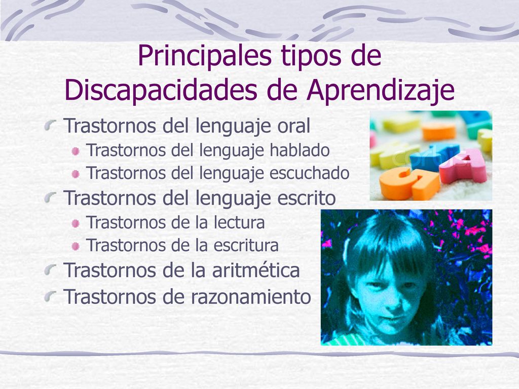 Principales tipos de Discapacidades de Aprendizaje